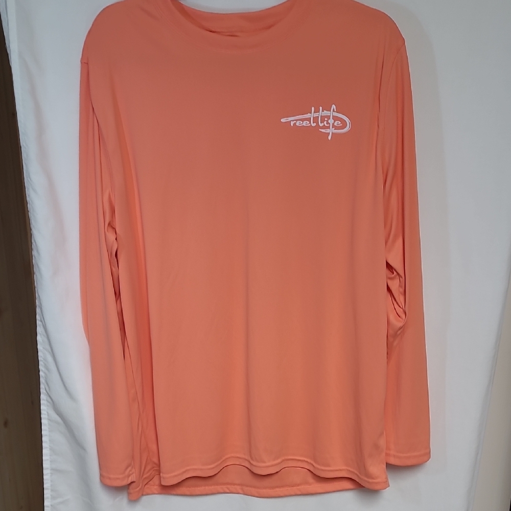 Reel Life Outdoor Orange Long Sleeve SwimShirt With Fish Logo XL